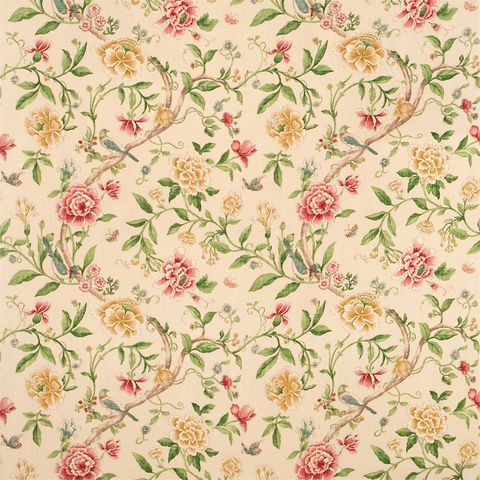 Porcelain Garden Red/Beige Upholstery Fabric