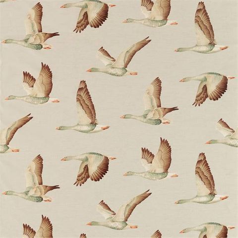 Elysian Geese Briarwood/Linen Upholstery Fabric