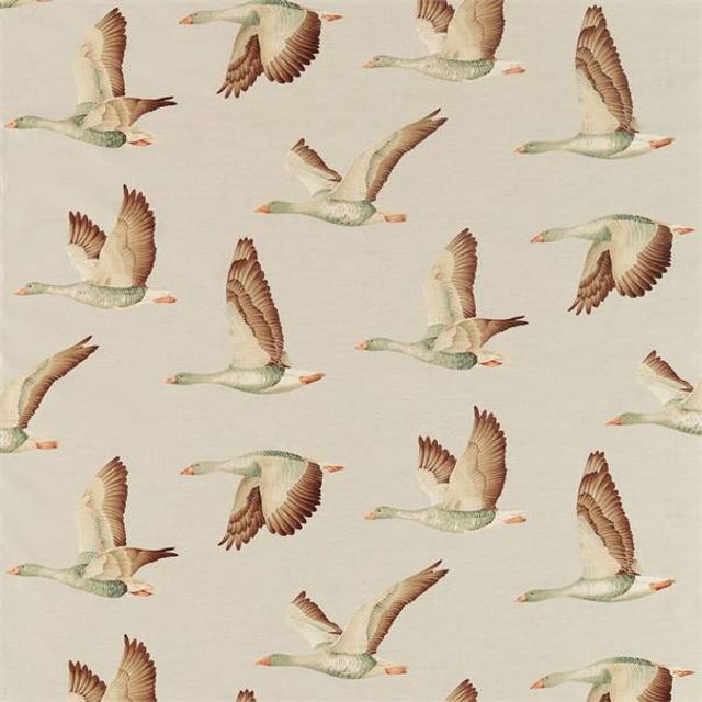 Elysian Geese Briarwood/Linen Voile Fabric