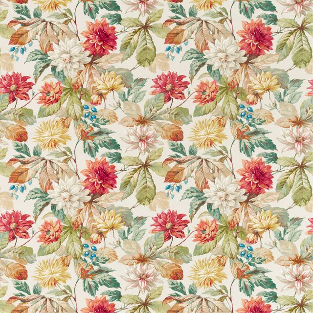 Sanderson Elysian Fabrics Dahlia & Rosehip Briarwood/Russet