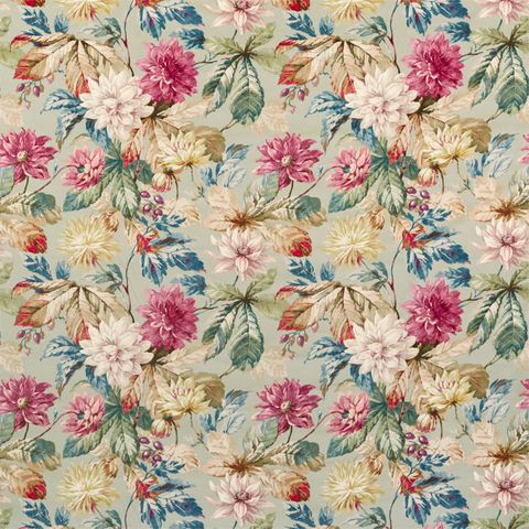 Dahlia & Rosehip Mulberry/Grey Velvet Upholstery Fabric