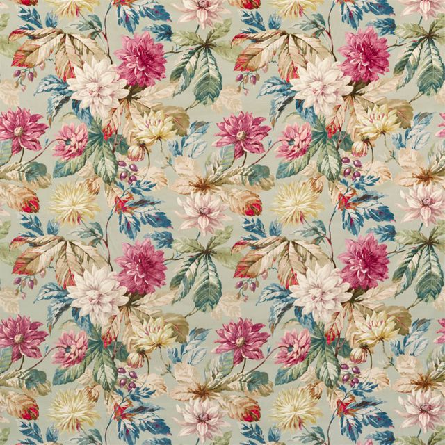 Sanderson Elysian Fabrics Dahlia & Rosehip Mulberry/Grey Velvet