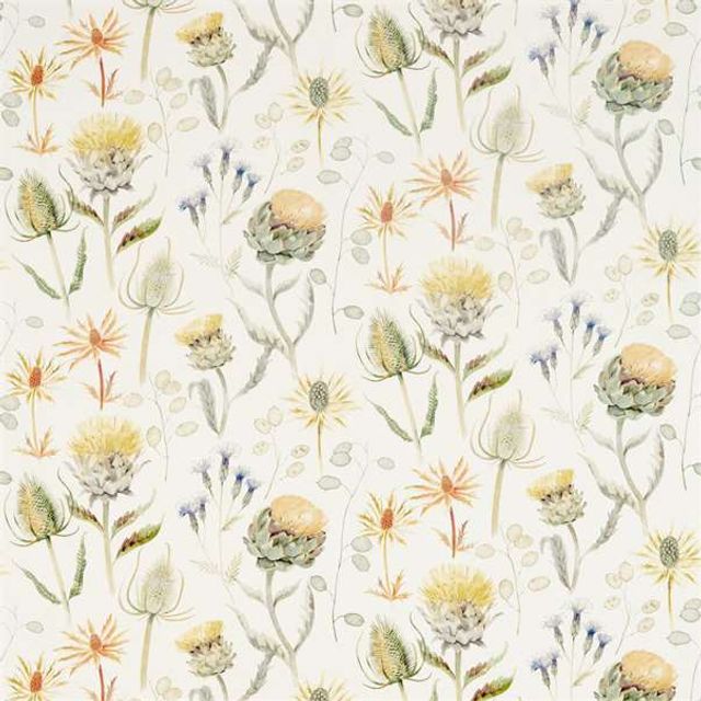 Sanderson Embleton Bay Fabrics Thistle Garden Ochre/Olive