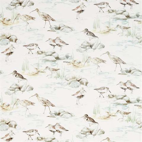 Estuary Birds Mist/Ivory Upholstery Fabric