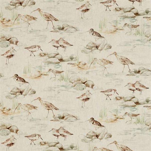 Sanderson Embleton Bay Fabrics Estuary Birds Linen Eggshell/Nest