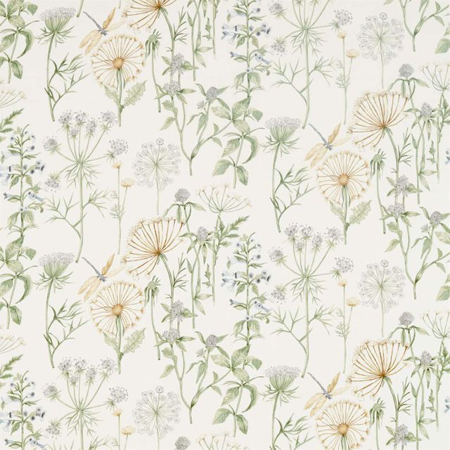 Sanderson Embleton Bay Fabrics Wild Angelica Silver/Spring Leaf