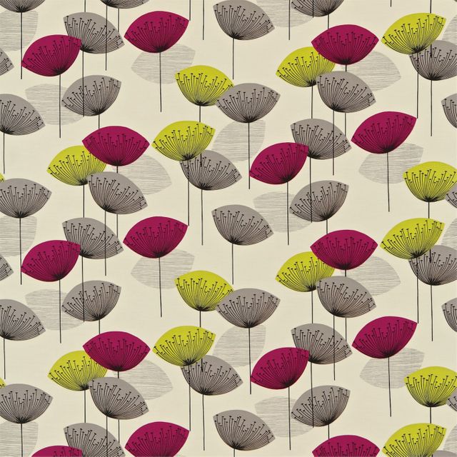 Dandelion Clocks Blackcurrant Voile Fabric