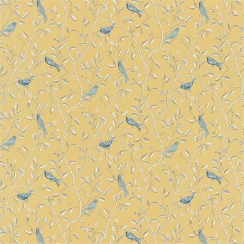 Finches Yellow Upholstery Fabric