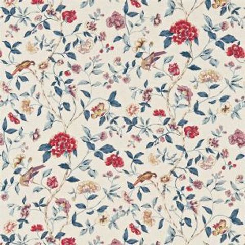 Sissinghurst Indigo/Ruby Upholstery Fabric