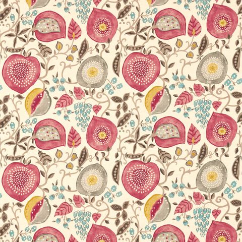Peas & Pods Cherry/Linen Upholstery Fabric
