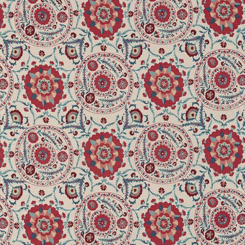 Anthos Red/Indigo Upholstery Fabric