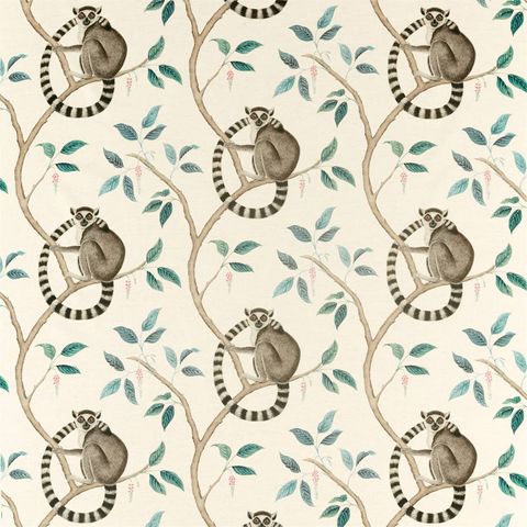 Ringtailed Lemur Grey Upholstery Fabric