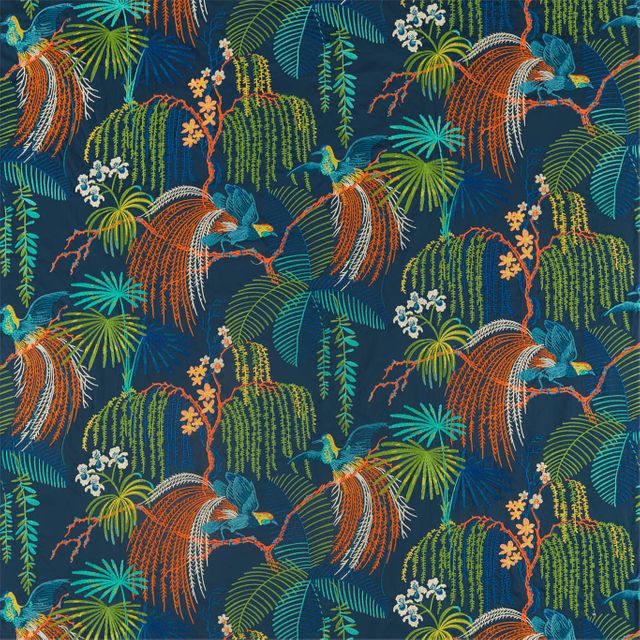 Sanderson Glasshouse Fabrics Rain Forest Embroidery Embroidery Tropical Night