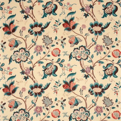 Roslyn Teal/Cherry Upholstery Fabric