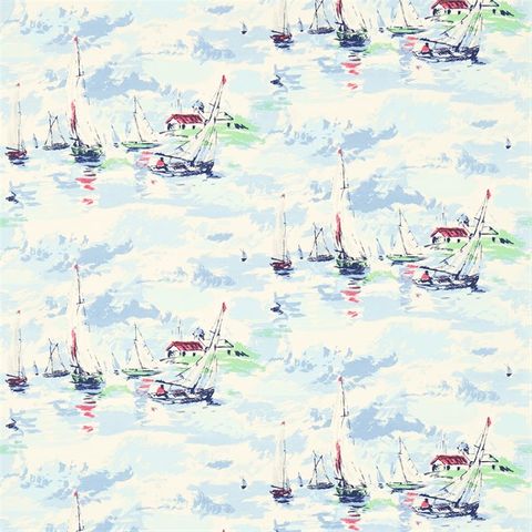 Sail Away Sky Blue Upholstery Fabric