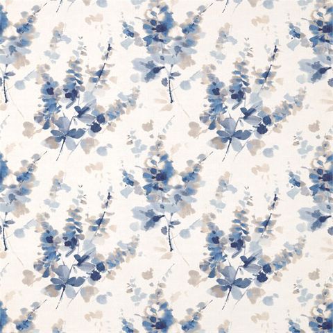 Delphiniums Indigo Voile Fabric