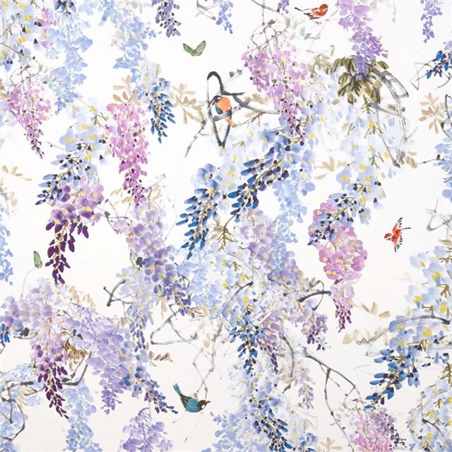 Sanderson Waterperry Fabrics Wisteria Falls Amethyst