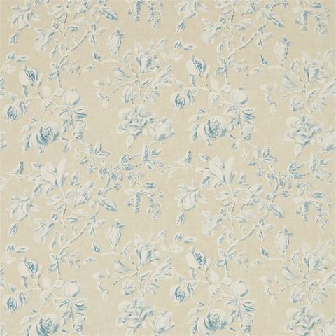 Magnolia & Pomegranate Parchment/Sky Blue Upholstery Fabric