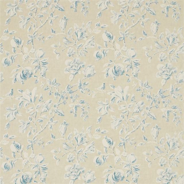 Sanderson Woodland Walk Magnolia & Pomegranate Parchment/Sky Blue