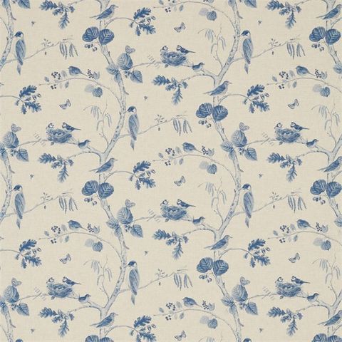 Woodland Chorus Indigo/Linen Upholstery Fabric