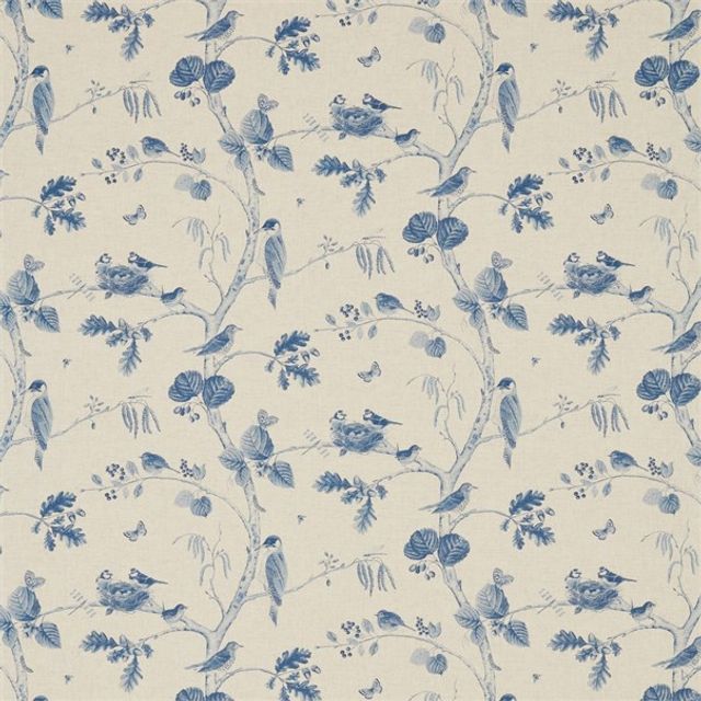 Sanderson Woodland Walk Woodland Chorus Indigo/Linen Upholstery Fabric