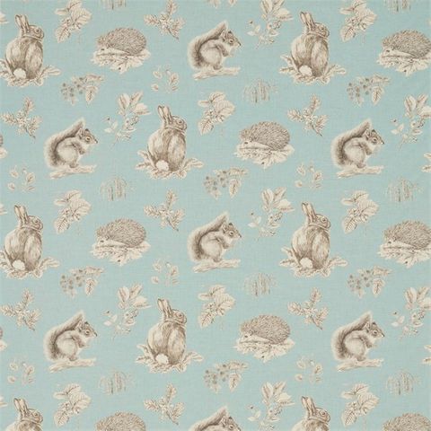 Squirrel & Hedgehog Sky Blue/Pebble Upholstery Fabric