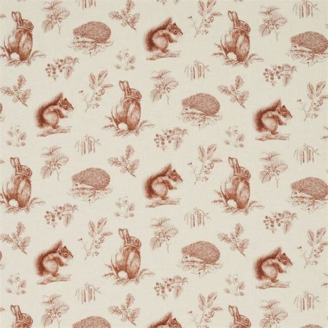 Squirrel & Hedgehog Henna/Wheat Upholstery Fabric
