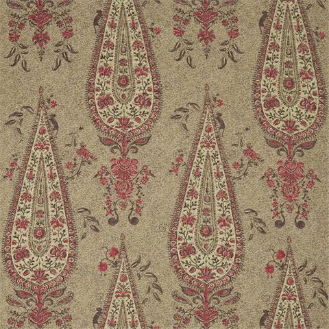 Koyari Paisley Antiquary/Crimson/Linen Upholstery Fabric