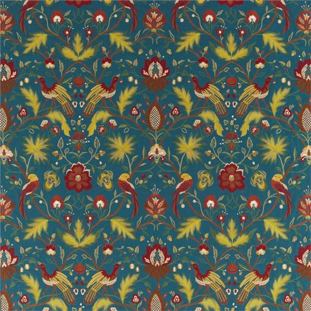 Zoffany Antiquary Oiseaux De Paradis Embroidery Prussian Blue