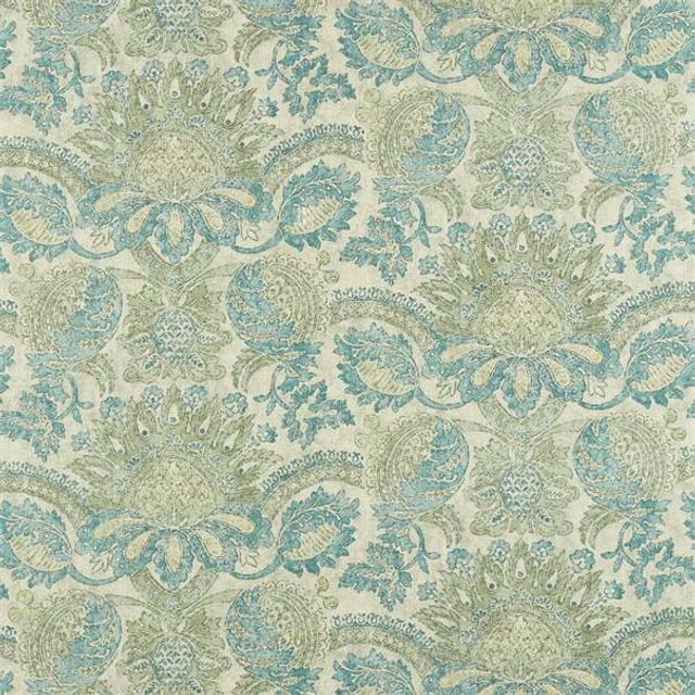 Zoffany Damask Pomegranate Print Dufour/Green Stone