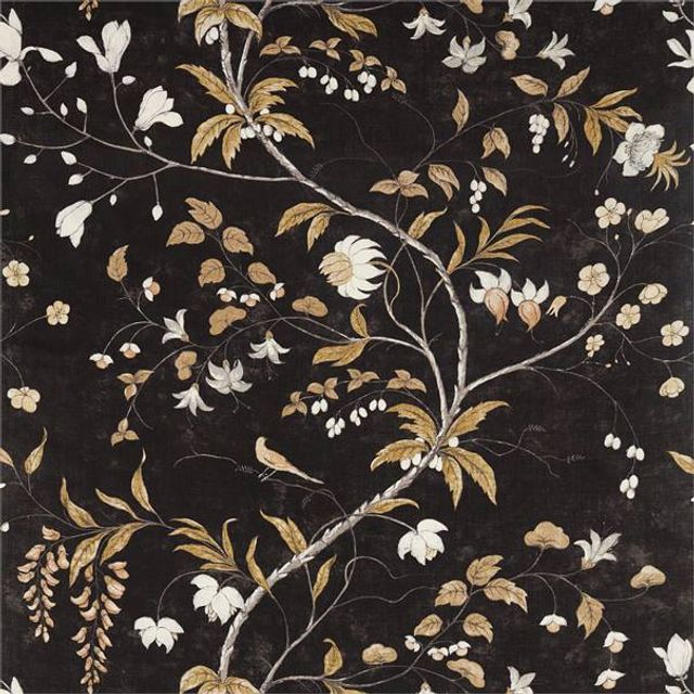 Zoffany Darnley Fabrics Chambalon Trail Antique Gold/Vine Black