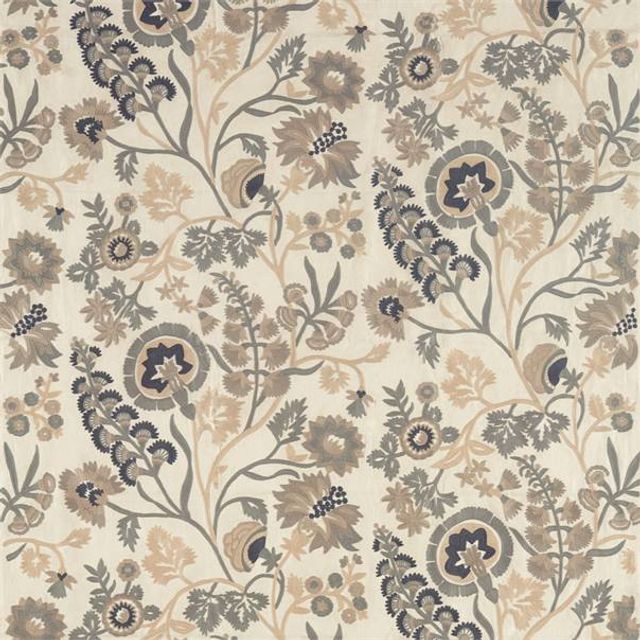 Zoffany Darnley Fabrics Hardwick Crewel Fossil