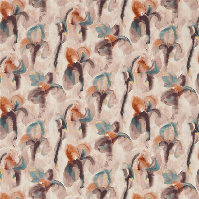 Zoffany Edo Fabrics Water Iris Peacock/Copper
