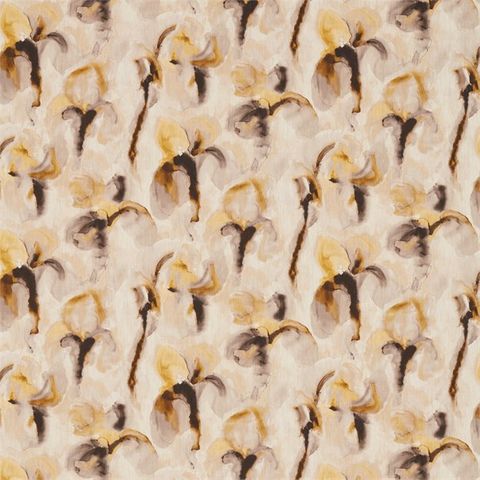 Water Iris Gold/Charcoal Voile Fabric