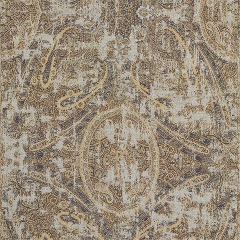 Elswick Paisley Blue Umber Upholstery Fabric