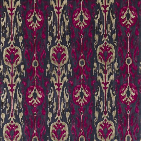 Kashgar Velvet Charcoal/Cerise Upholstery Fabric