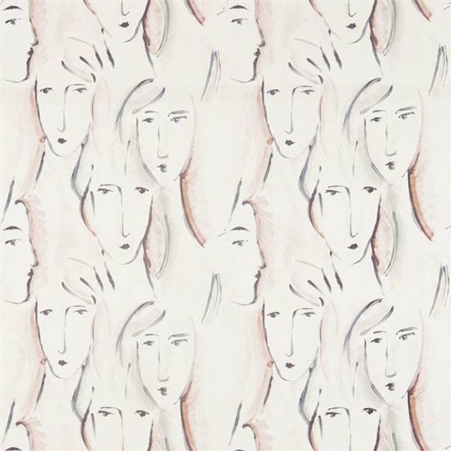 Zoffany Icons Fabrics Les Dames Rose Quartz / Ink