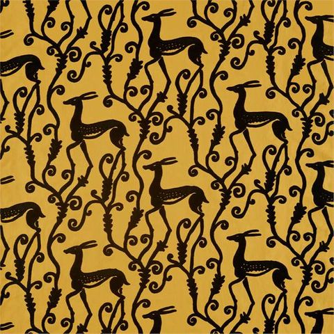 Deco Deer Tigers Eye/Vine Black Voile Fabric