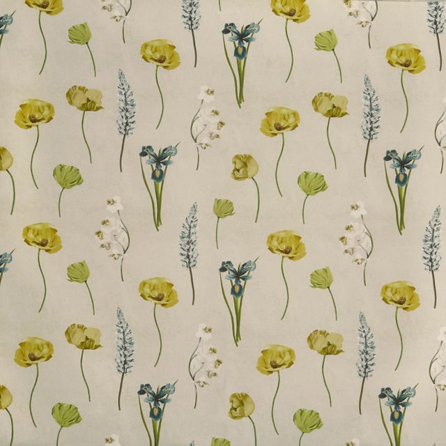 Prestigious Textiles Grand Botanical  Flower Press Lemon Grass