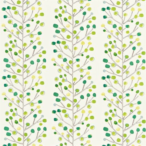 Berry Tree Emerald Lime And Chalk Voile Fabric