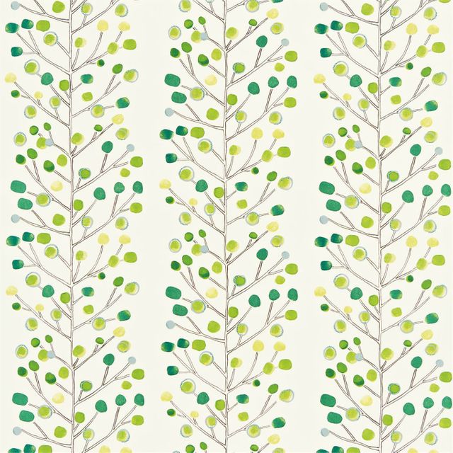 Scion Esala Fabrics Berry Tree Emerald Lime And Chalk