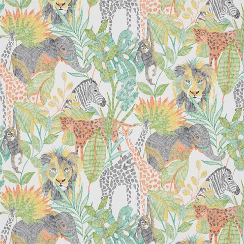 Into The Wild Mandarin/Gecko/Pineapple Voile Fabric