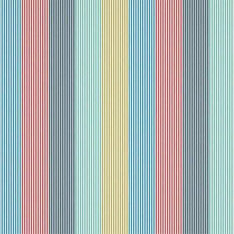 Funfair Stripe Ink/Aqua/Kiwi/Marine/Poppy Upholstery Fabric