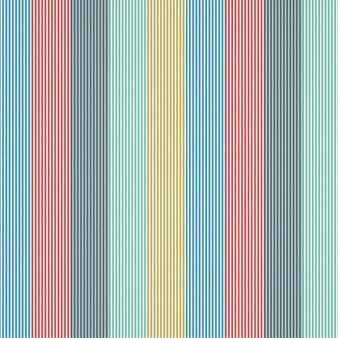 Funfair Stripe Ink/Aqua/Kiwi/Marine/Poppy Upholstery Fabric