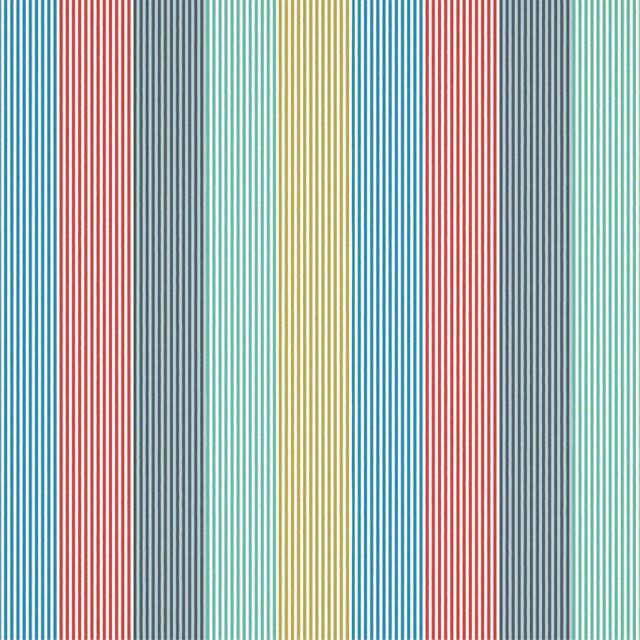 Funfair Stripe Ink/Aqua/Kiwi/Marine/Poppy Voile Fabric