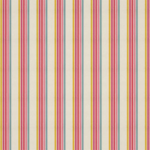 Helter Skelter Stripe Cherry/Blossom/Pineapple/Sky Upholstery Fabric