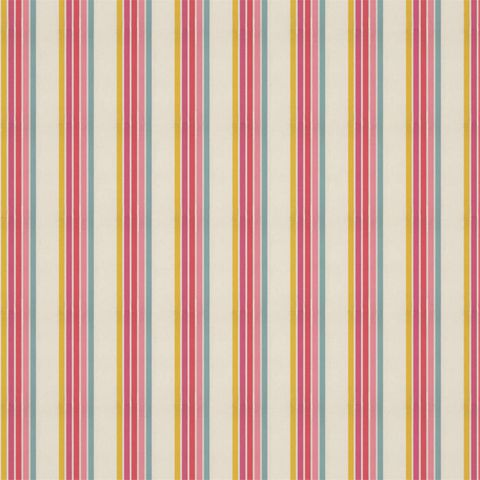 Helter Skelter Stripe Cherry/Blossom/Pineapple/Sky Upholstery Fabric