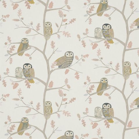 Little Owls Powder Upholstery Fabric