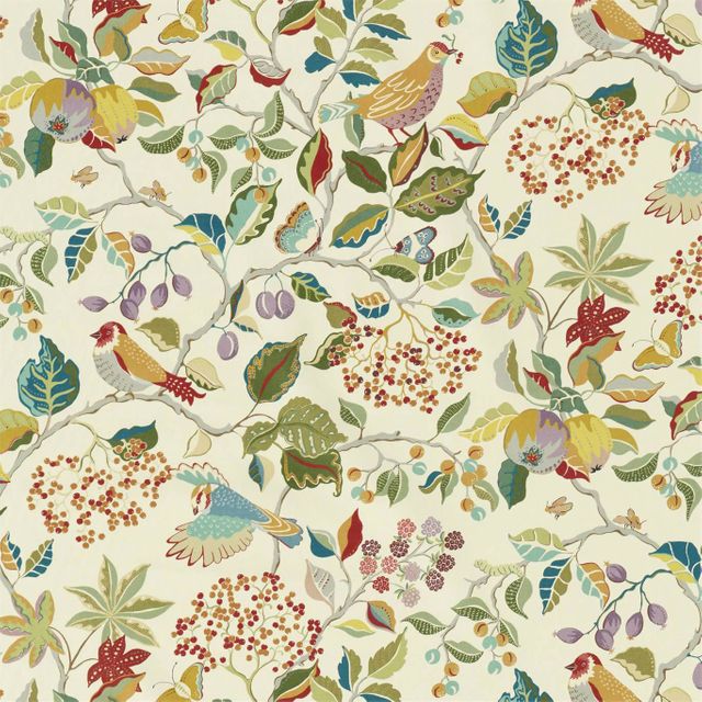 Sanderson A Celebration Of The National Trust Fabrics Birds & Berries Rowan Berry