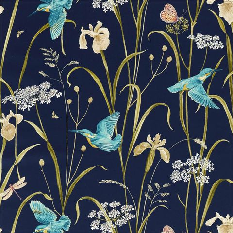 Kingfisher & Iris Navy/Teal Upholstery Fabric